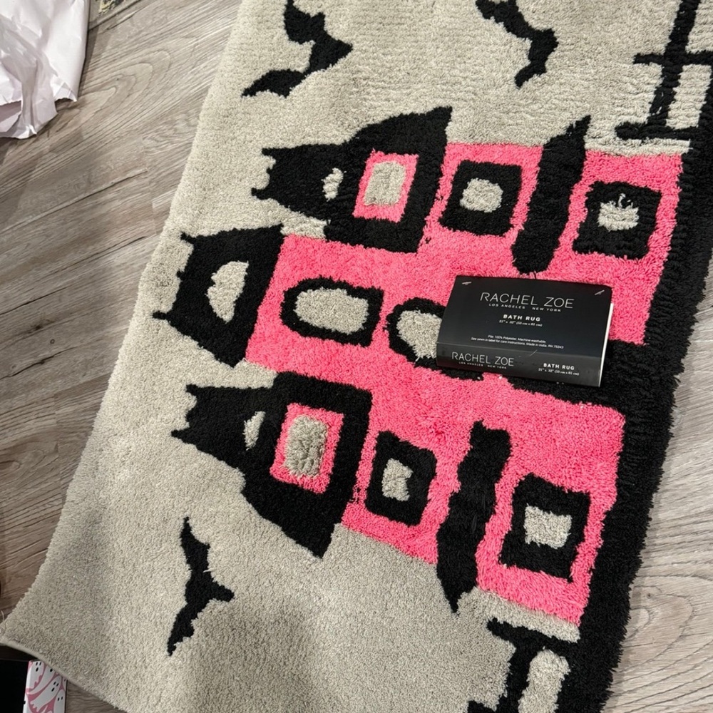 Rachel Zoe Halloween bath rug haunted house pink new
